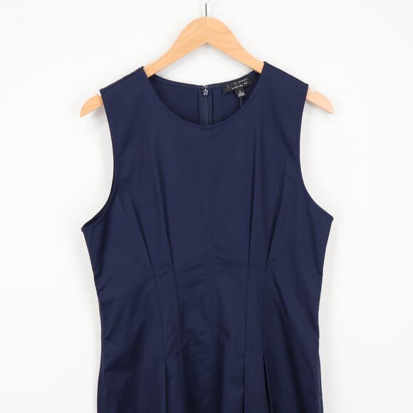 J.Crew Pintuck Midi Dress Stretch Twill Navy Blue Size 14 NWT - Picture 3 of 8